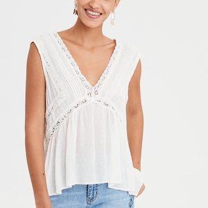 American Eagle White Lace Tank